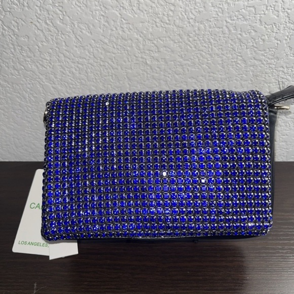 Caleesa Handbags - Elegant Blue Rhinestone Evening Clutch